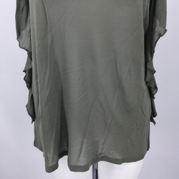 Hinge Sheer Green Ruffle Top Size S - Picture 5 of 13